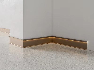 Gold Corner Line With Lighting White Wall And Light Terrazzo Floor 3d model