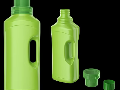 Green Plastic Bathroom Accessories Bottles Set With Handles And Matching Caps 3d model