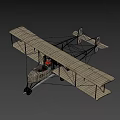 Vintage Biplane Model With Wooden Wings Propeller And Landing Gear