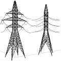 Industrial Equipment Electricity Pylons Featuring Steel Tower Structures And Power Lines