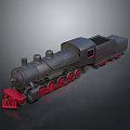 Classic Black Steam Train Locomotive with Red Wheels and Coal Tender