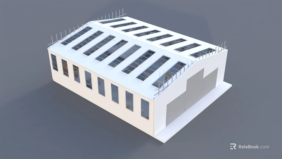 Modern Airport Terminal Building With Glass Roof And Multiple Windows Design 3d model 