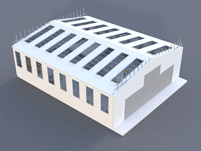 Modern Airport Terminal Building With Glass Roof And Multiple Windows Design 3d model