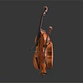 Wooden String Instruments Display with Contrabass Viola and Violin in Various Sizes 3d model