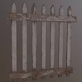 Wooden Fences with Pointed Tops Worn Paint Finish Displayed Side by Side Vintage Rustic Style