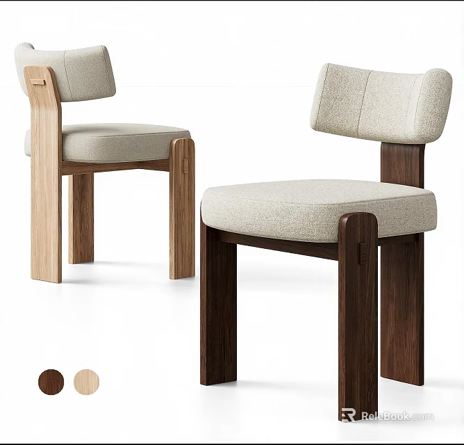 Modern Dining Chairs With Wooden Frame Upholstered Seat And Color Options 3d model 
