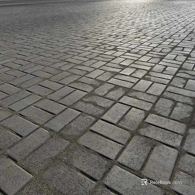 Gray Brick Ground With Neatly Arranged Geometric Pattern And Textured Surface For Outdoor Spaces 3d model