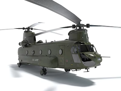 US Army Military Helicopter With Dual Rotors 3d model