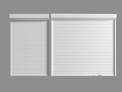 White Roller Shutters With Two Panel Design And Vertical Slats For Home Use 3d model