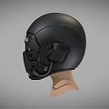 Futuristic Black Tech Helmet Featuring Material Text Lights Mesh Design And Microphone 3d model