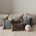 Soft Decorative Throw Pillows In Gray Brown And Patterned Textures On Carpet 3d model
