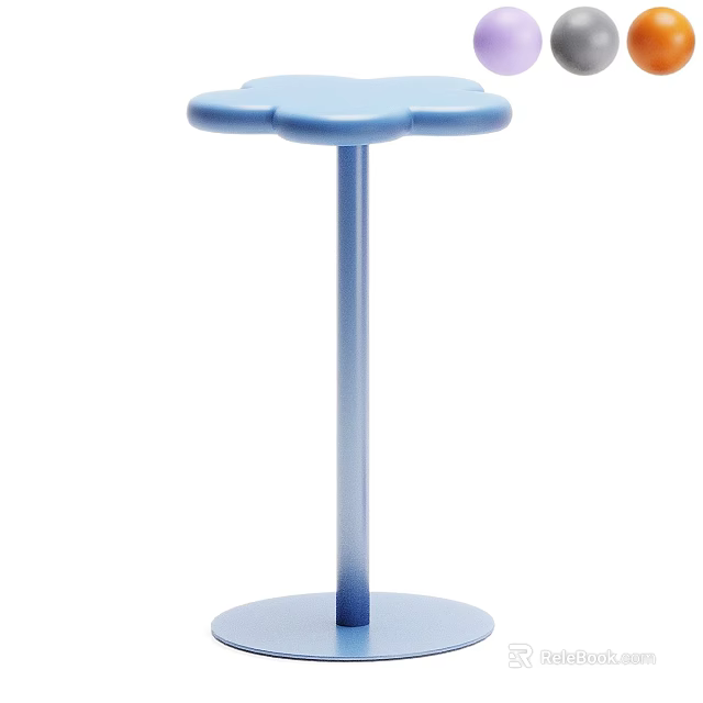 Modern Blue Bar Stool with Petal Shaped Seat Straight Column and Round Base 3d model