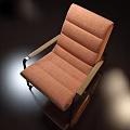 Modern Orange Fabric Single Sofa with Wooden Armrests and Black Metal Frame