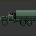 Green Military Tank With Turret And Tracks On Gray Background