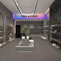Modern Shoe And Bag Store Interior With Shelves Display Table Bright Lighting And Large Windows