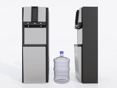 Modern Silver And Black Water Dispensers With Large Water Bottle For Daily Use 3d model