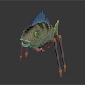 Unique Cartoon Fish Shaped Household Decor Item With Spider Legs And Stripe Pattern