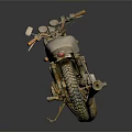 Vintage Classic Motorcycle Exterior With Retro Body Headlight Seat And Spoked Wheels