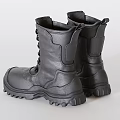 Black Leather Lace up Boots With Thick Durable Sole For Work Outdoor Use