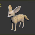 Fennec Fox 3D Character with Large Ears and Tan Fur for Game Animation Scenes