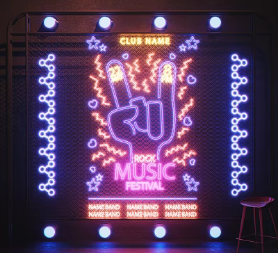 Modern decorative lights neon 3d model