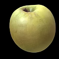 Fresh Ripe Yellow Apple Single Whole on Black Background with Natural Texture