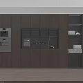 Modern Wooden Sideboard With Built-in Appliances Under Cabinet LED Lighting And Minimalist Design Open Shelves