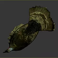 Turkey Taxidermy Mount With Green Brown Feathers On Stone Base Against Gray Background