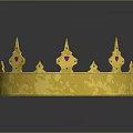 Royal Sculpted Golden Crown Adorned With Red Gemstones And Ornate Design