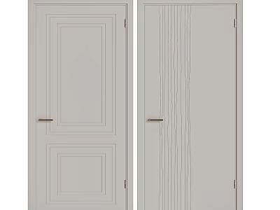 Light Gray Hinged Doors With Different Panel Designs For Modern Home Interior 3d model