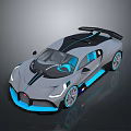 Sleek Modern Sports Car Exterior Design With Gray Black Body Blue Accents And Rear Spoiler