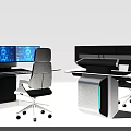 Modern Office Workspace Setup With Multiple Screens Ergonomic Chair And Desk