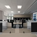 Modern Public Office Area With Glass Partitions Bright Lighting Sleek Flooring Reception Desk And Plants