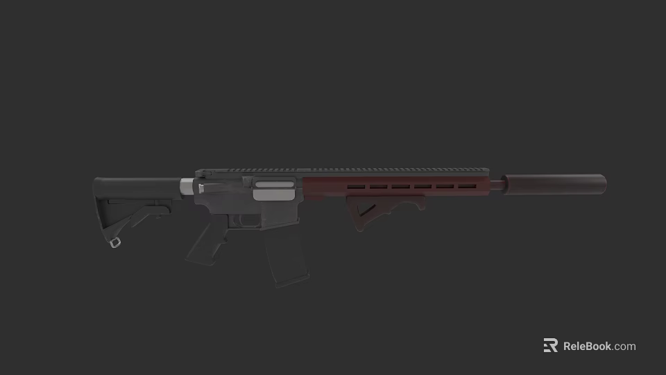 Modern Tactical Rifle With Black And Brown Design Barrel Magazine And Stock 3d model 