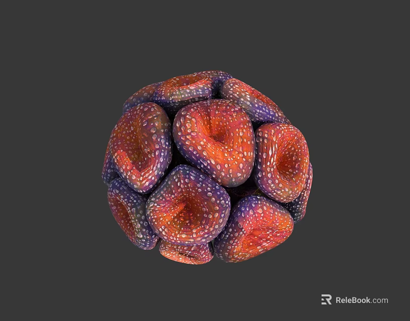 Coral Polyps Forming Vibrant Spherical Structure With Red Purple And White Spots 3d model 