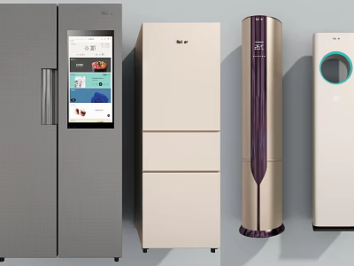 Modern Refrigerators and Freezers Featuring Double Door Three Door Vertical Designs and Smart Screens 3d model