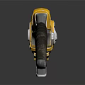Yellow Futuristic Weapon With Mechanical Revolver Style And Black Grip Design