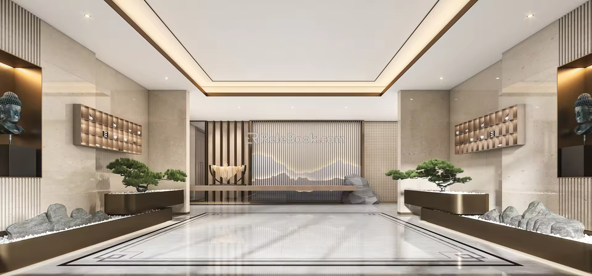 New Chinese Style Hall Entry Foyer 3d model