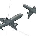 Two Passenger Planes Flying Together in Clear Blue Sky with White Clouds