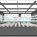 Modern Stage Interior Design With Dynamic Lighting Large Screen And Audience Seats 3d model