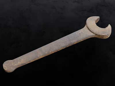 Rusty Old Single Open End Metal Wrench Hardware Tool With Vintage Look 3d model