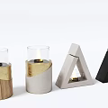 Elegant Modern Fireplace Design with Wooden Metal and Geometric Candle Holders