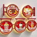 Public Facility With Neon Food Signs Featuring Donuts Noodles Popcorn Coffee And Ice Cream