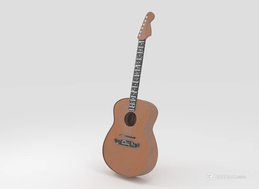 Classic Wooden Acoustic Guitar With Natural Wood Grain And Handcrafted Design For Music Enthusiasts 3d model 