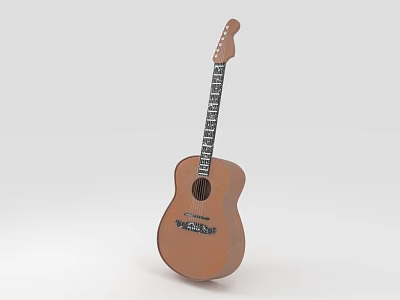 Classic Wooden Acoustic Guitar With Natural Wood Grain And Handcrafted Design For Music Enthusiasts 3d model