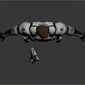 Futuristic Male Character in White Tech Armor with Orange Black Accents Holding Rifle