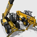 JCB Heavy Duty Construction Machinery With Fork Attachments And Yellow Exterior