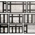Various Window Designs With Black Frames And Glass Panels For Home Interior 3d model