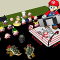 Super Mario Standing In Boxing Ring With Toad And Koopa Troopa Characters And PLAY Sign