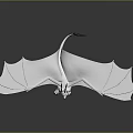 3D White Dragon Model With Spread Wings Black Eyes And Red Tongue